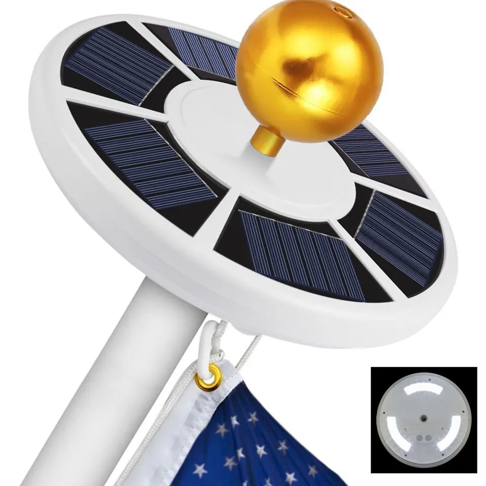Solar Lighted Telescoping Flag Pole for Marine Yard