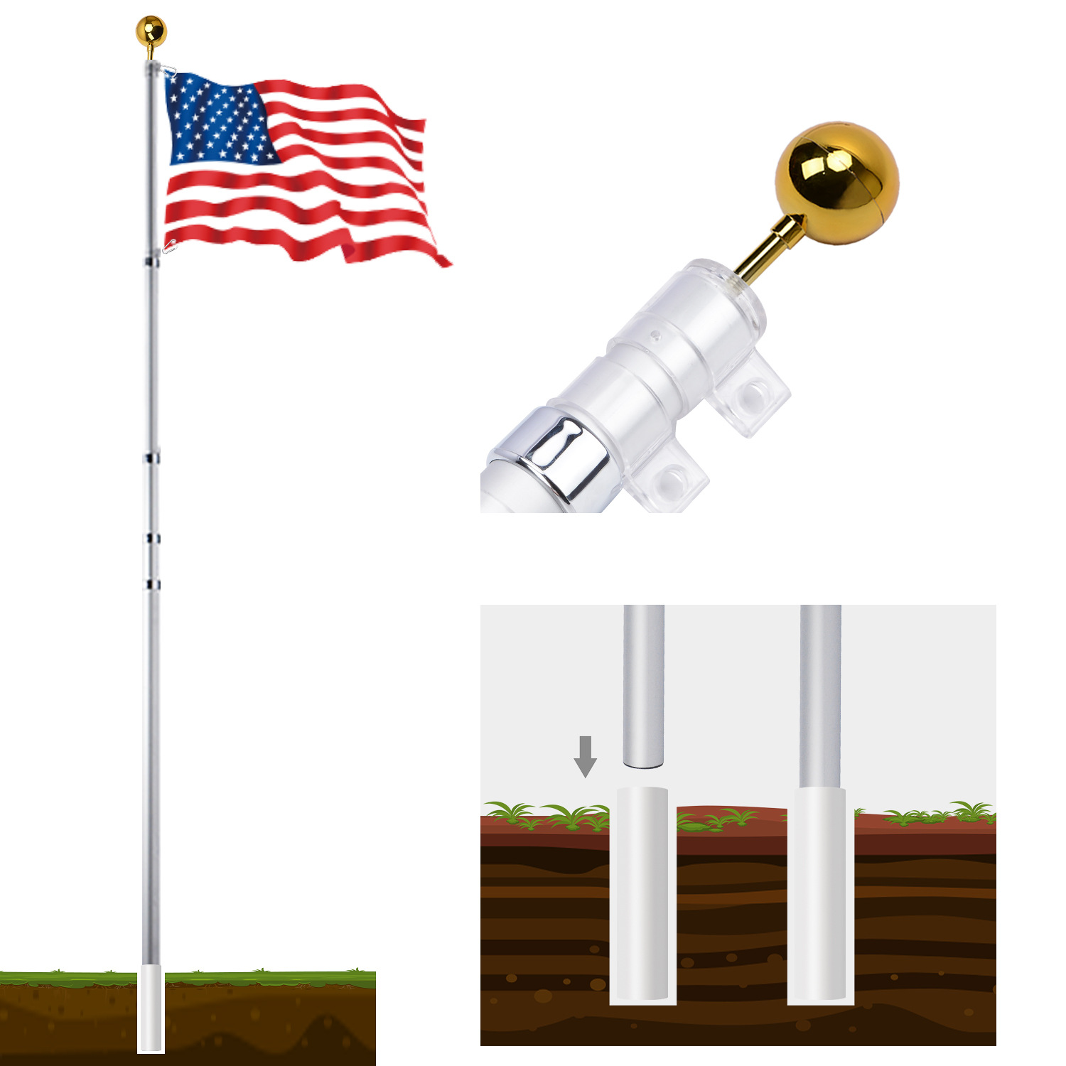 20 ft outdoor flagpole installation instructions